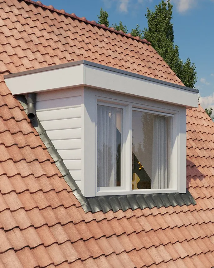 Woning met dakkapel die gereinigd is.