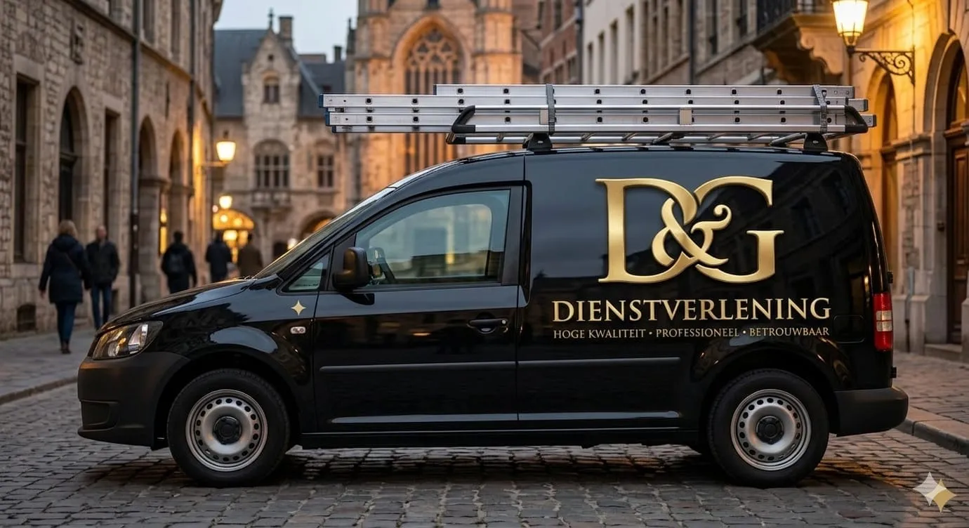 De bedrijfsbus van D&G Dienstverlening in Deventer.